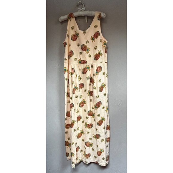 CC Tess Womens Scoop Neck Pineapple Print Sleeveless Maxi Tank Dress Small Peach - Picture 2 of 9
